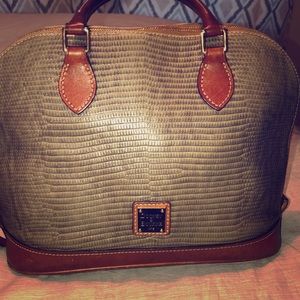 Dooney & Bourke Grey and Cognac Colored Satchel